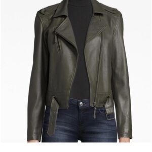 Nicole Miller Green Leather Jacket